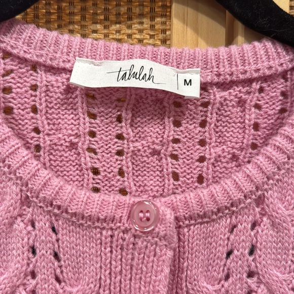 Pink short sleeve cardigan sweater- size medium - Picture 2 of 4